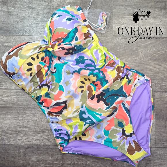 Anne Cole Cross Front Tummy Control One Piece Swimsuit Size 14 - Picture 1 of 5